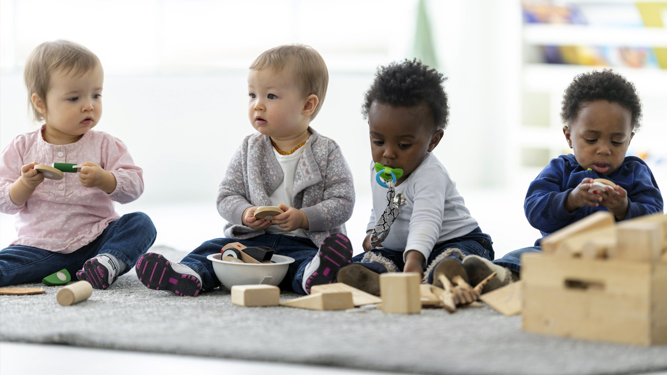 A group of toddlers playing