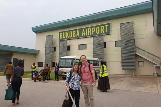 Paul and Anu on arrival in Bukoba.