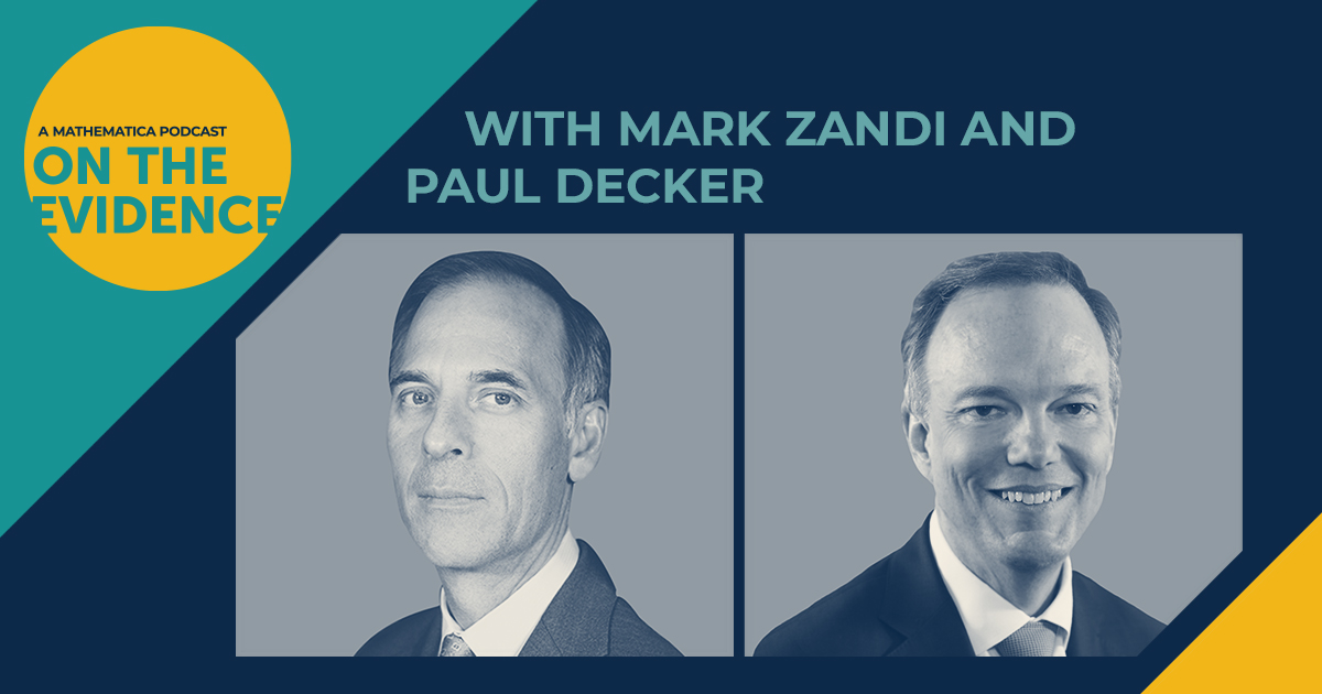 On the Evidence logo with profile images of Mark Zandi and Paul Decker