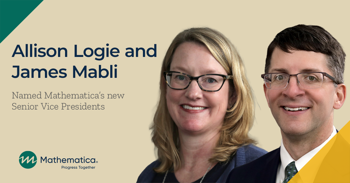 Mathematica announced the promotion of Allison Logie to the position of senior vice president, Strategy and Business Development and James Mabli to senior vice president, Children, Youth, and Families Division in the company’s Human Services Unit. 